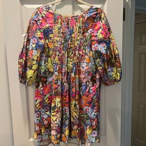 Whit floral mini dress, size L